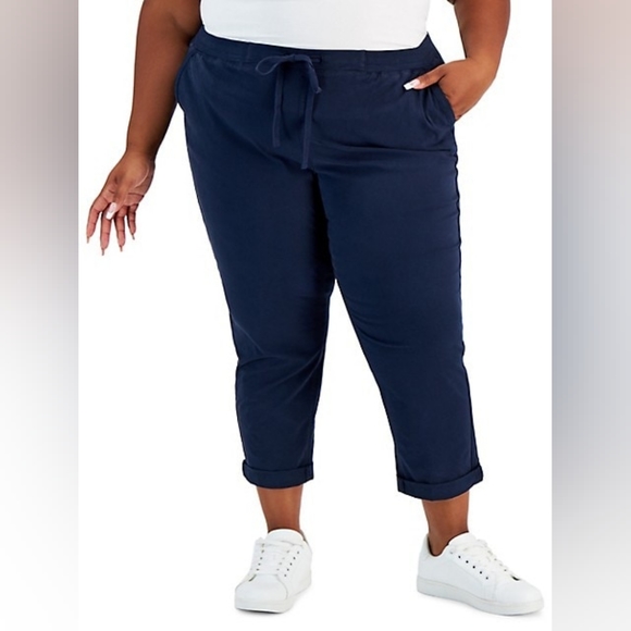 Style & Co.Plus Twill Tape Pants - Indus Blue - Picture 1 of 1